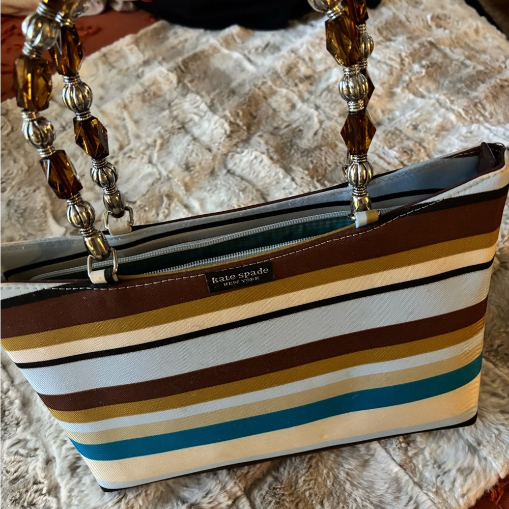 Kate Spade vintage blue & brown bag - Picture 2 of 6